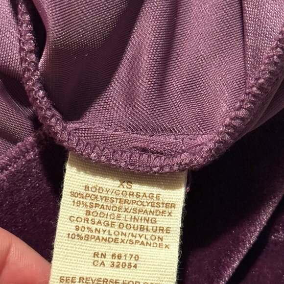 Rare Free People Boho Velvet & Lace Plum Purple Dress XS EUC - Picture 6 of 6